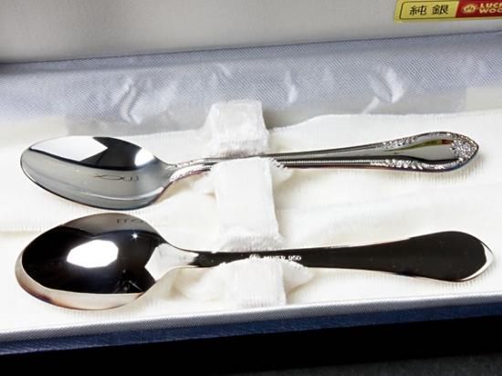 送料無料】ラッキーウッド 純銀スプーン 2本 spoon-7/お茶の 送料無料】ラッキーウッド 純銀スプーン 2本 spoon-7/お茶の