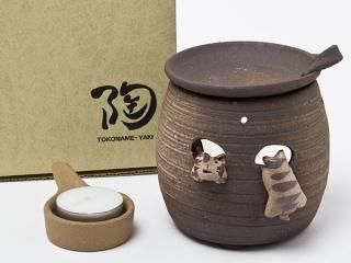e4434【藤井朱明 作】『金彩 葡萄・栗鼠文様 香炉』有田焼 日展