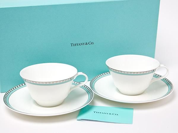 TIFFANY&CO. カップ & ソーサー プラチナブルーペアカップ