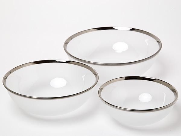 送料無料】ミキモト プラチナ加飾 フロストガラスボウル3個