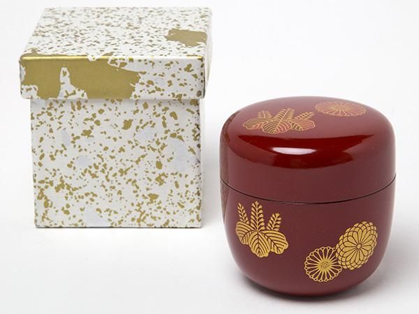中棗　木製 木乾黒溜塗 二度塗り　菊桐 中棗 木製 木乾黒溜塗 二度塗り 菊桐お茶のふじい・藤井茶舗
