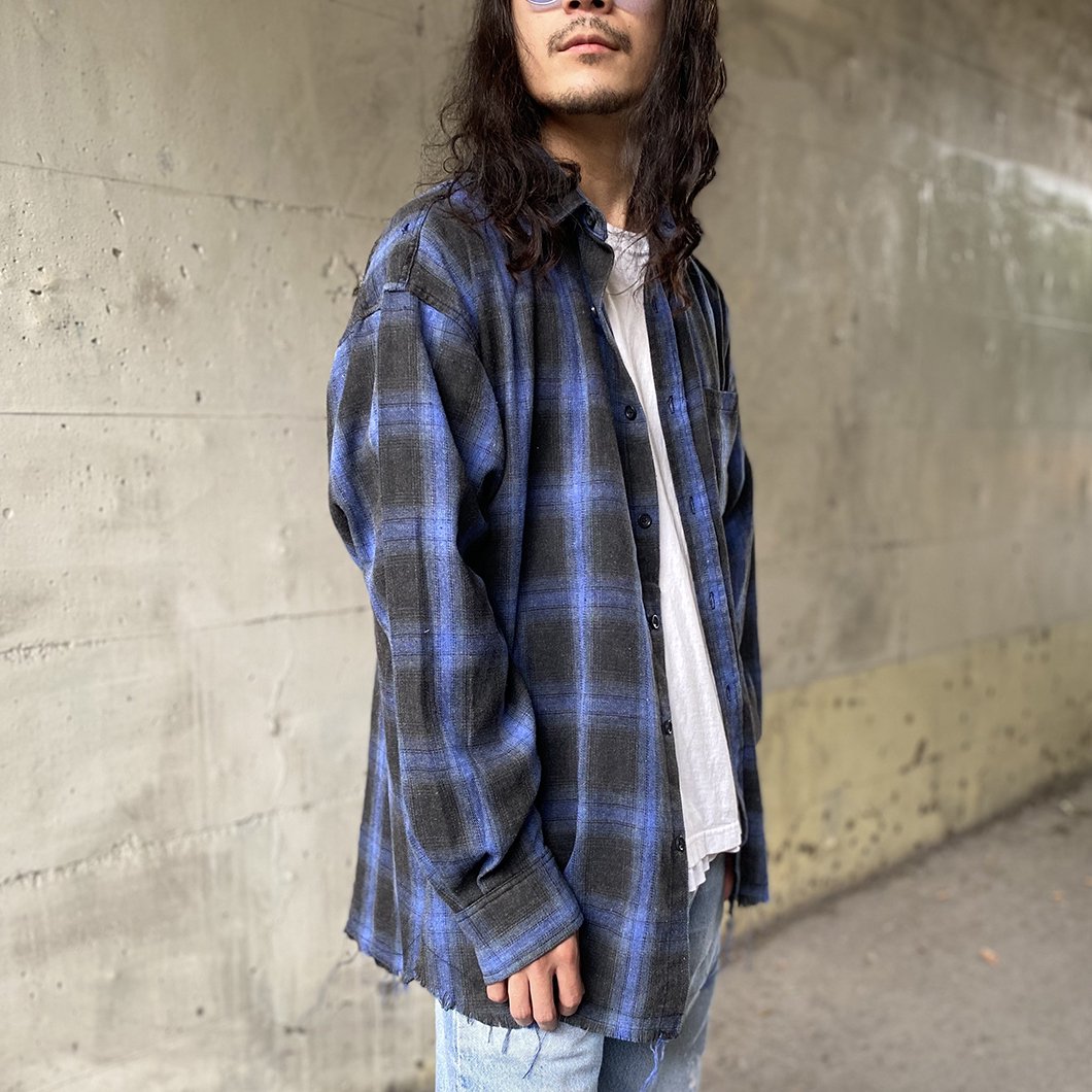 Cut Off Over Check Shirt - MOONAGE DEVILMENT PRIVATE WEB