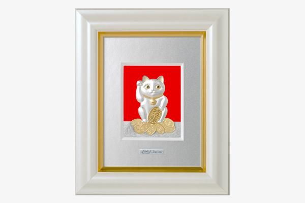 招財進宝 招き猫と白菜の彫刻 招財進宝 招き猫と白菜の彫刻