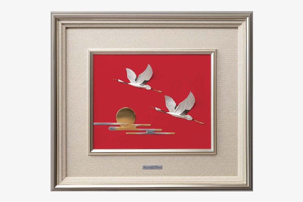純銀 額 日の出 鶴 4号 - TAKEHIKO - 武比古 - 日本の伝統工芸・関工芸