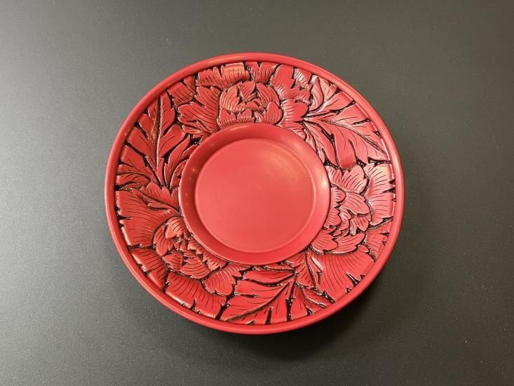 村上木彫堆朱 茶托(牡丹唐草) 村上木彫堆朱 茶托(牡丹唐草)