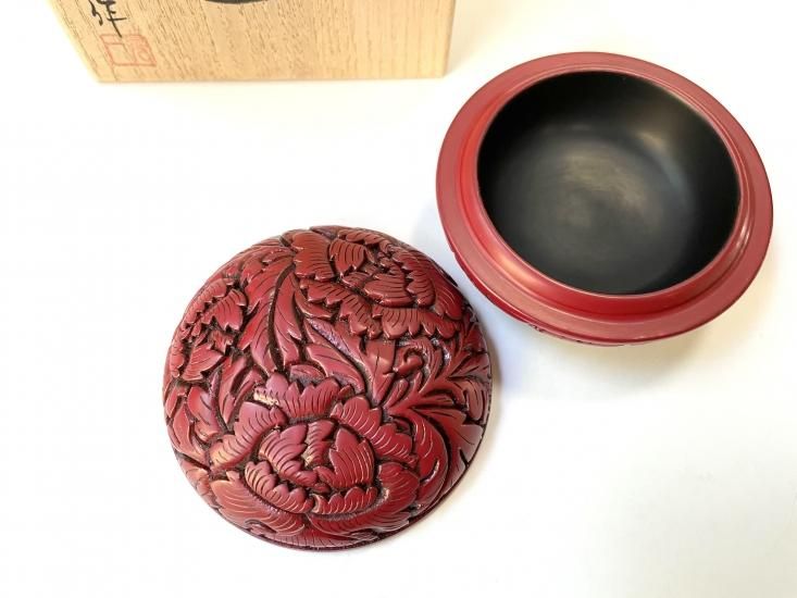 村上木彫堆朱 香盒(牡丹唐草) 村上木彫堆朱 香盒(牡丹唐草)