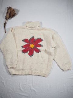 MacMahon Knitting Mills +Niche. タートルネックニット[FLOWER WHITE] 