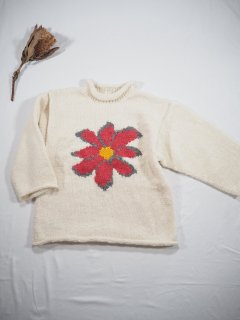 MacMahon Knitting Mills +Niche. オールロールネックニット[FLOWER WHT/PINK] 