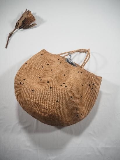 NORO ラフィア　かごバッグ XL madrague-damier]【ポーチ付属】NORO(ノロ)かごバッグ特大