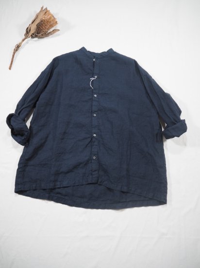 Honnete  OVERSIZED BAND COLLAR SHIRTS [MIDNIGHT] 23SS-S22 1