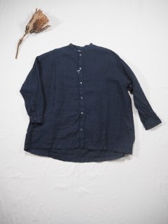 Honnete  OVERSIZED BAND COLLAR SHIRTS [MIDNIGHT] 