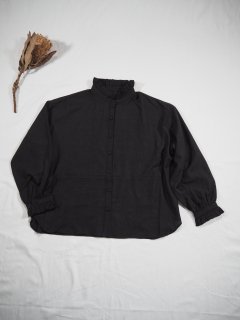 maison de soil WOOL COTTON SILK PLAIN FRILL COLLAR SHIRT 