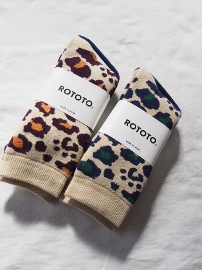 Rototo PILE LEOPARD CREW SOCKS R1340 3