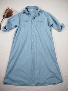 orSlow  LONG CHAMBRAY WORK SHIRT DRESS 