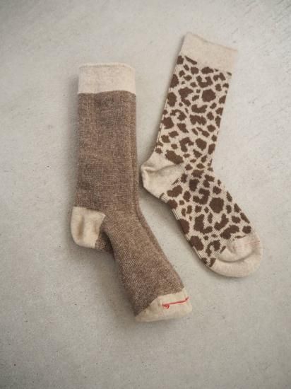  Rototo LEOPARD PATTERN MERINO SOCKS R1627 1
