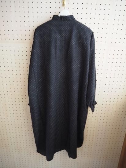  maison de soil  WOOL/COTTON/SILK PIN DOT PRINT FRILL COLLAR LONG SHIRT INMDS25763 3