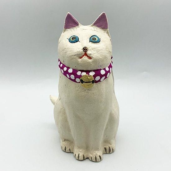 張り子家 はん次郎 お座り猫 白 - galerie arbre Online Shop