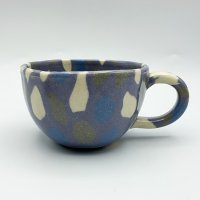 陶芸工房ももねり　丸マグカップ　水玉模様　青紫