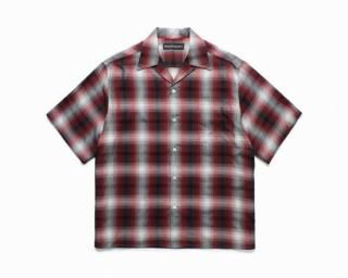 WACKO MARIAOMBRE CHECK OPEN COLLAR SHIRT S/S ( TYPE-2 )