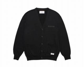 [希少モデル]ワコマリア☆マリア刺繍バックロゴカーディガン ウール 入手困難 WACKO MARIA - LEOPARD HEAVY MOHAIR KNIT CARDIGAN - STUDIOUS