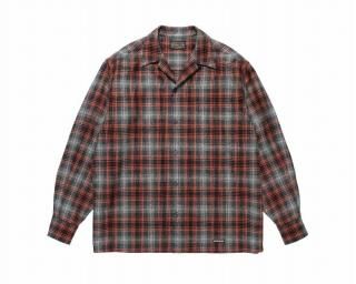 WACKO MARAWOOL OMBRE CHECK OPEN COLLAR SHIRT L/S ( TYPE-2 )