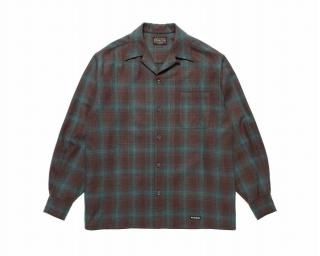 WACKO MARIAWOOL OMBRE CHECK OPEN COLLAR SHIRT L/S ( TYPE-3 )