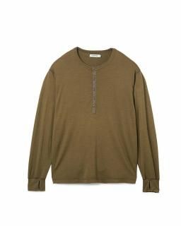 nonnativeDWELLER L/S HENRY NECK TEE MERINO WOOL OVERDYED