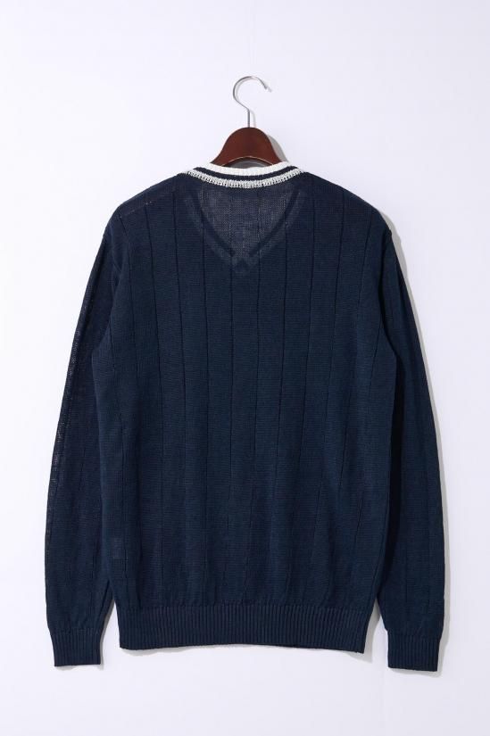 美品 VONDELニット ネイビー カタログ掲載品】【100回洗っても型崩れしない