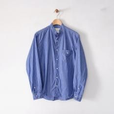 h.b stand collar shirts typewriter stripe