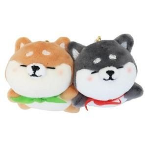 マスコットキーホルダー ニコぬい ペアぬいぐるみボールチェーン しばいぬ 寝転び 柴犬 犬雑貨 Ange