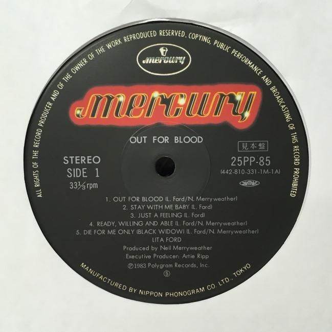 LITA FORD / OUT FOR BLOOD (JPN, DJ-COPY) - Red Ring Records