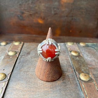 【VINTAGE SILVER RED CORAL RING 8号】