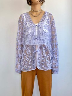 【1990s EMBROIDERED SHEER CARDIGAN PURPLE】