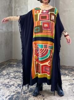 1980s ART PATTERN KAFTAN DRESS