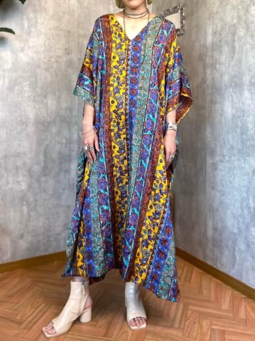 vintage stripe caftan dress