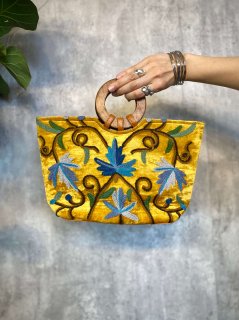 KASHMIRI  EMBROIDERY HAND MADE BAG (YELLOW) 