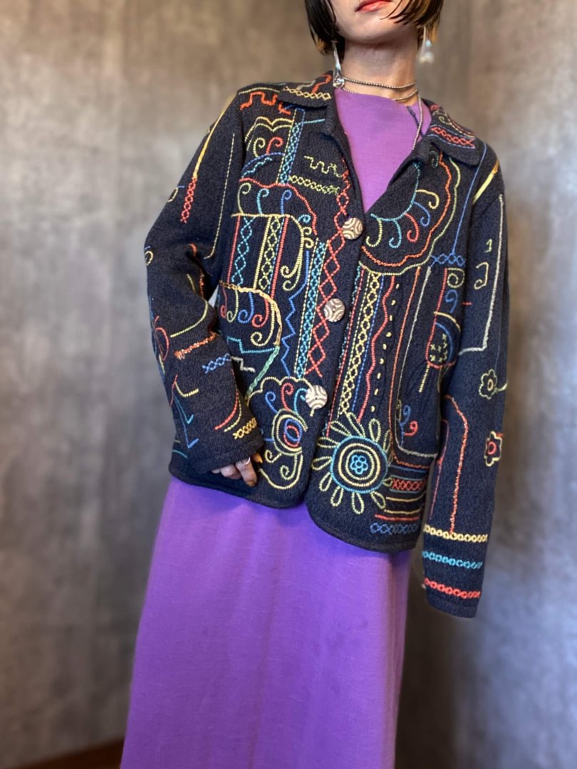 1990s EMBROIDERED KNIT JACKET - Chief vintage