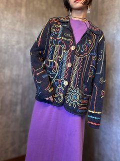 1990s EMBROIDERED KNIT JACKET 