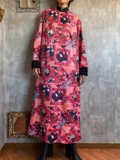 1970s USA KABUKI PATTERN DRESS