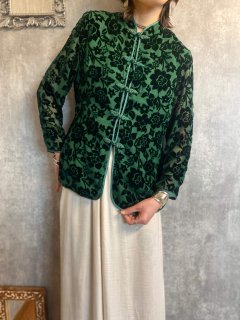 1990s MOSS GREEN CHINESE DESIGN BLOUSE