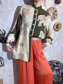 1990s HORSE PATTERN BLOUSE