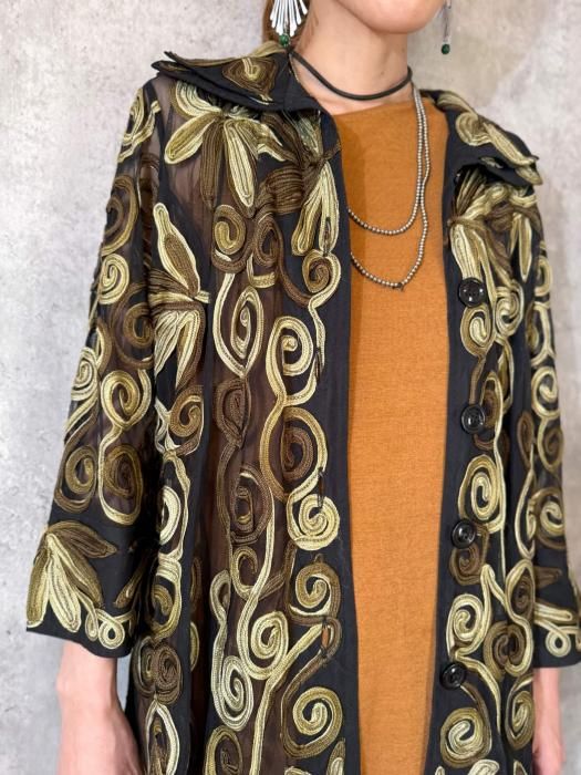 1980s SHEER×EMBROIDERED HAORI - Chief vintage
