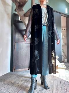 1980s USA BLACK VELVET MAXI BLOUSE