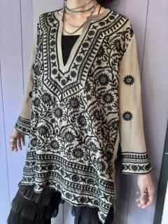 1990s SILKEMBROPIDERED SHEER TUNIC