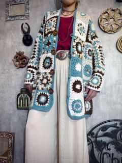 <img class='new_mark_img1' src='https://img.shop-pro.jp/img/new/icons14.gif' style='border:none;display:inline;margin:0px;padding:0px;width:auto;' />11/21()22:00䳫ϡۡNo.51970s GRANNY SQUARE KNIT CARDIGAN