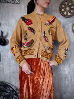 <img class='new_mark_img1' src='https://img.shop-pro.jp/img/new/icons14.gif' style='border:none;display:inline;margin:0px;padding:0px;width:auto;' />11/21()22:00䳫ϡۡNo.71970s FEATHER MOTIF KNIT CARDIGAN