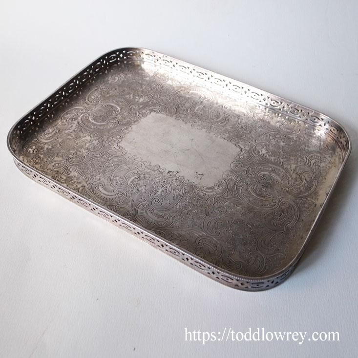 なー　英国 アンティーク Barker Ellis シルバープレートトレイ なー 英国 アンティーク Barker Ellis シルバープレートトレイ