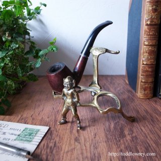 Ȳᤴ / Antique Brass Pipe Holder Cornish Pixie