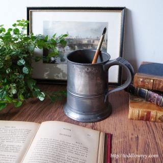 Antique Pewter Pint Tankard 