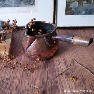 Ǥ / AntiqueCopper Saucepan with Wood Handle